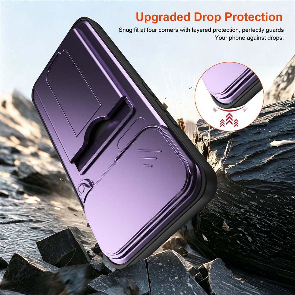 Xiaomi 17T Pro-etui med linsebeskyttelse, stativ, PC + TPU-mobilcover med kortholder