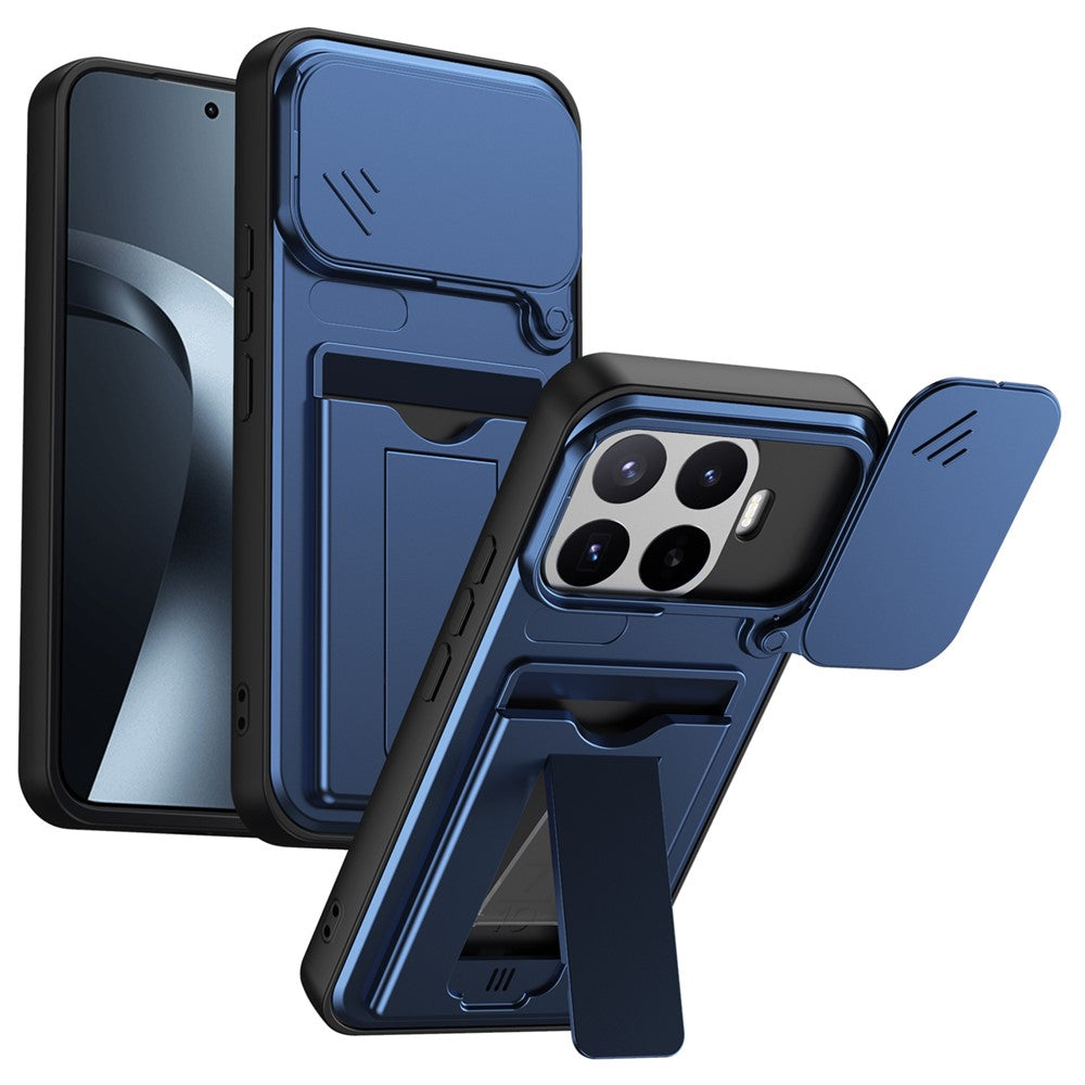 Xiaomi 17T Pro-etui med linsebeskyttelse, stativ, PC + TPU-mobilcover med kortholder