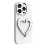 Til iPhone 16 Pro Cover Hjerteformet Kickstand Flydende Silikonebelagt PC Telefoncover