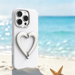 Til iPhone 16 Pro Cover Hjerteformet Kickstand Flydende Silikonebelagt PC Telefoncover