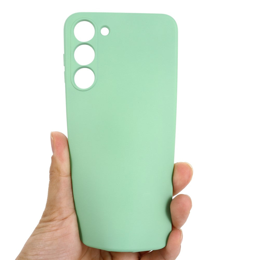 For Samsung Galaxy S23+ Phone Case, Liquid Silicone + Soft Lining Anti-drop Protective Back Cover with Strap