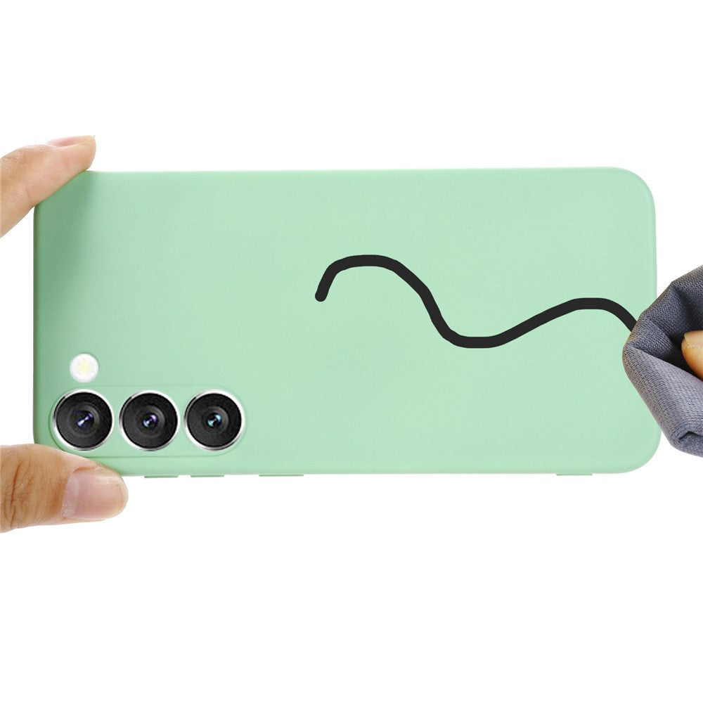 For Samsung Galaxy S23+ Phone Case, Liquid Silicone + Soft Lining Anti-drop Protective Back Cover with Strap