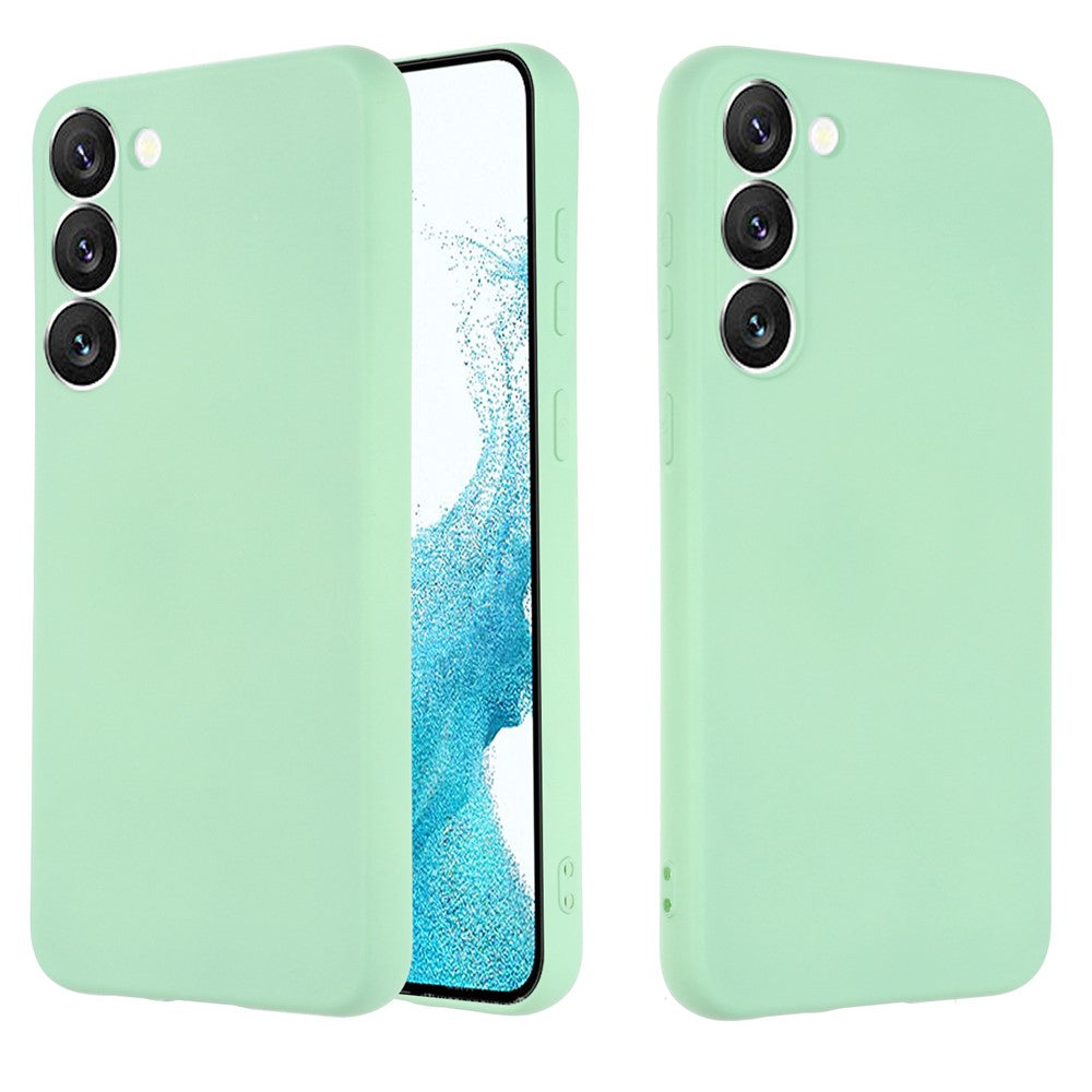 For Samsung Galaxy S23 Phone Protector Case, Liquid Silicone + Soft Lining Protective Back Cover with Strap