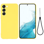 For Samsung Galaxy S23 Phone Protector Case, Liquid Silicone + Soft Lining Protective Back Cover with Strap