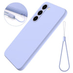 For Samsung Galaxy S23 Phone Protector Case, Liquid Silicone + Soft Lining Protective Back Cover with Strap