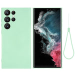 For Samsung Galaxy S23 Ultra Scratch Proof Phone Case, Liquid Silicone + Soft Lining Protective Back Cover with Strap