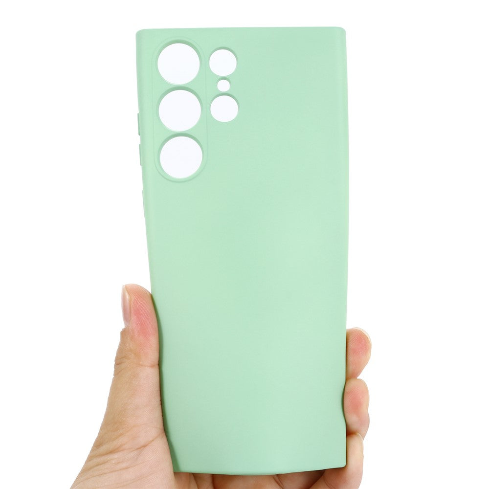 For Samsung Galaxy S23 Ultra Scratch Proof Phone Case, Liquid Silicone + Soft Lining Protective Back Cover with Strap