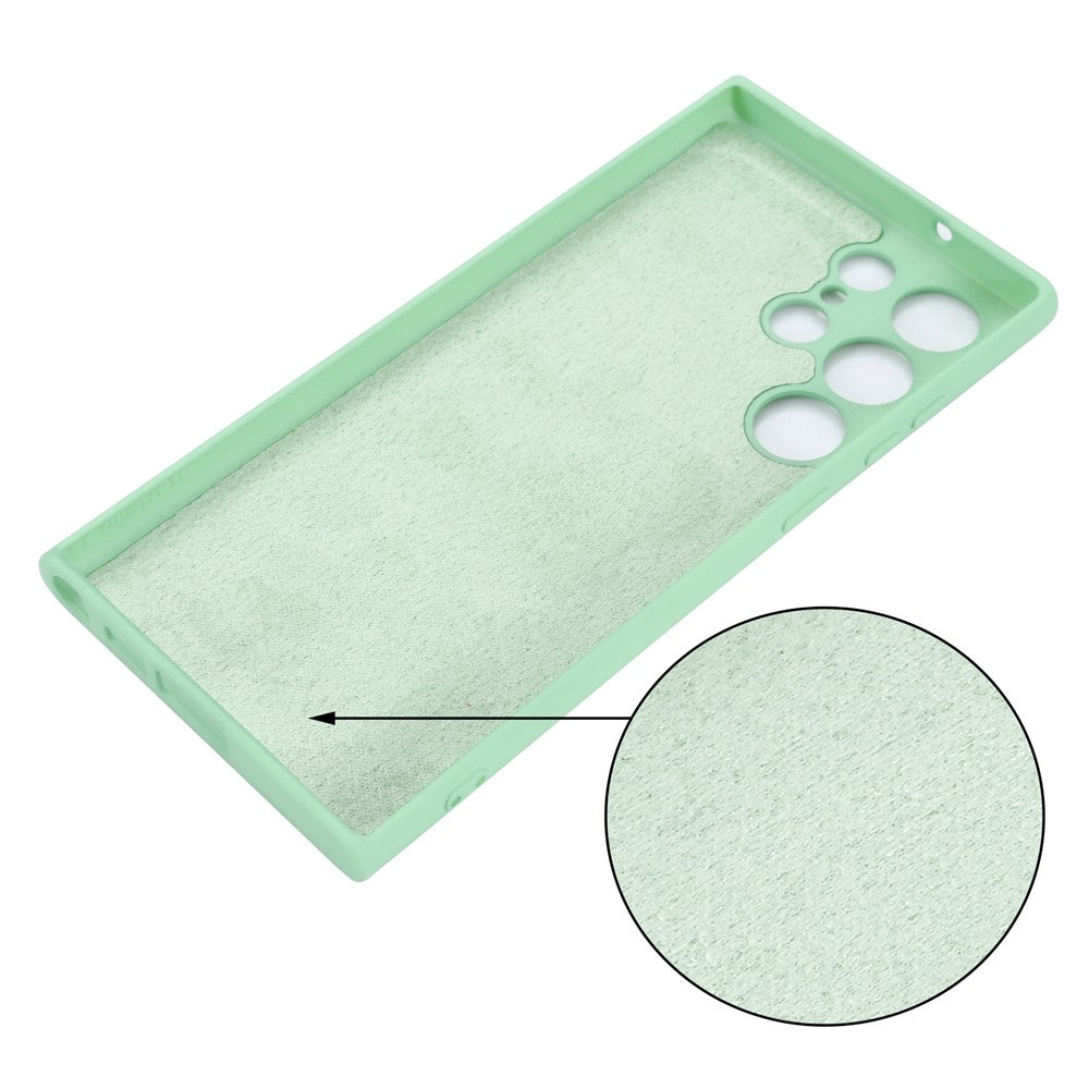 For Samsung Galaxy S23 Ultra Scratch Proof Phone Case, Liquid Silicone + Soft Lining Protective Back Cover with Strap