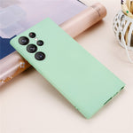 For Samsung Galaxy S23 Ultra Scratch Proof Phone Case, Liquid Silicone + Soft Lining Protective Back Cover with Strap
