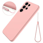 For Samsung Galaxy S23 Ultra Scratch Proof Phone Case, Liquid Silicone + Soft Lining Protective Back Cover with Strap