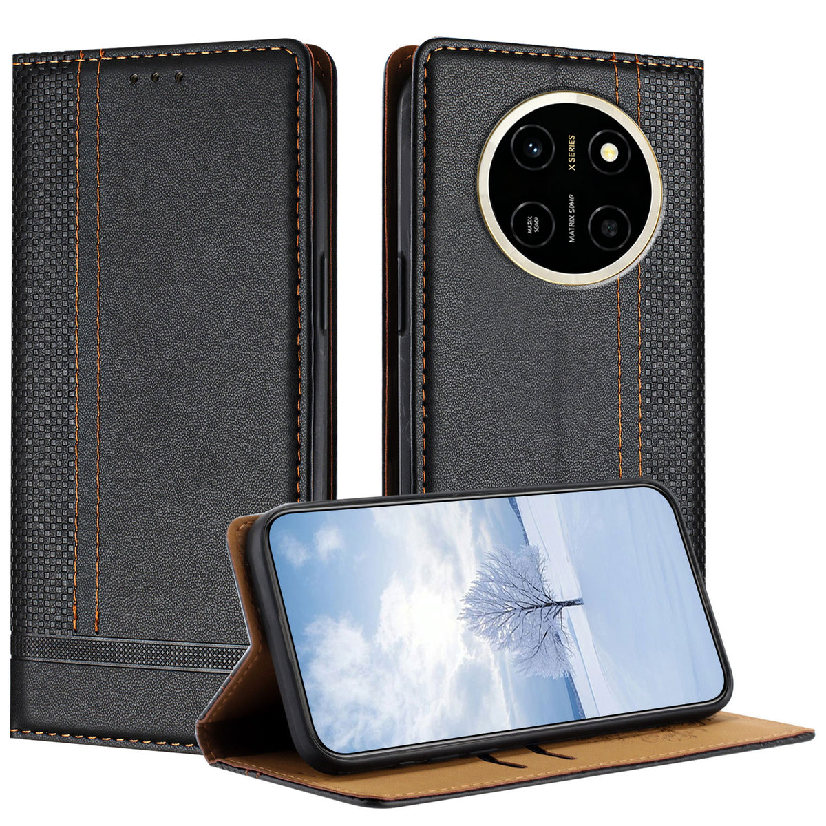 For Honor X80 Pro Max 5G Case L-Shaped Grid Pattern Leather Stand Phone Cover with Card Slots