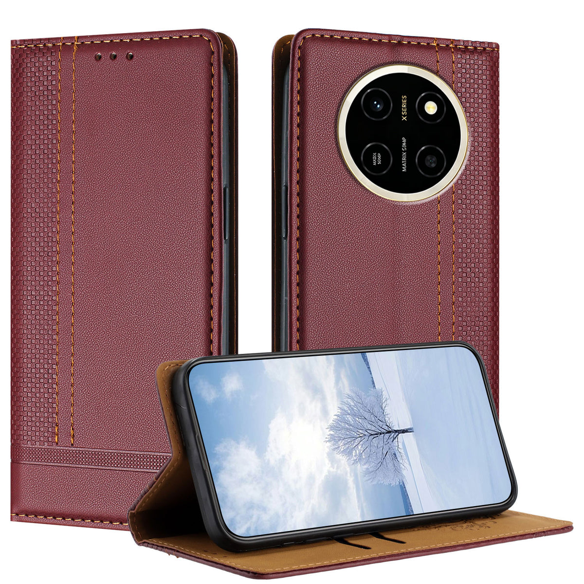 For Honor X80 Pro Max 5G Case L-Shaped Grid Pattern Leather Stand Phone Cover with Card Slots