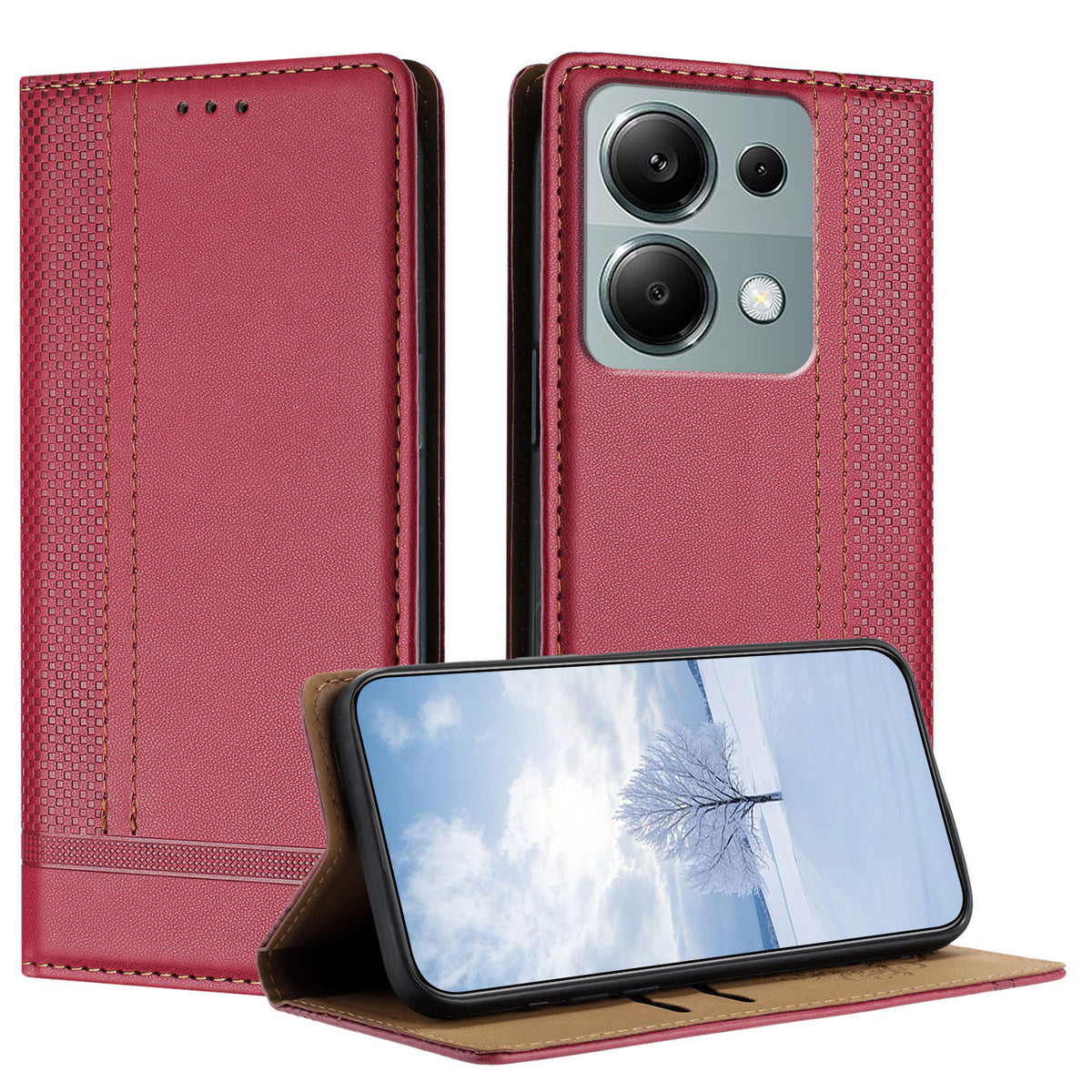 For Xiaomi Redmi 17 5G / Xiaomi Redmi 17 4G Case L-Shaped Grid Pattern Leather Stand Phone Cover with Card Slots