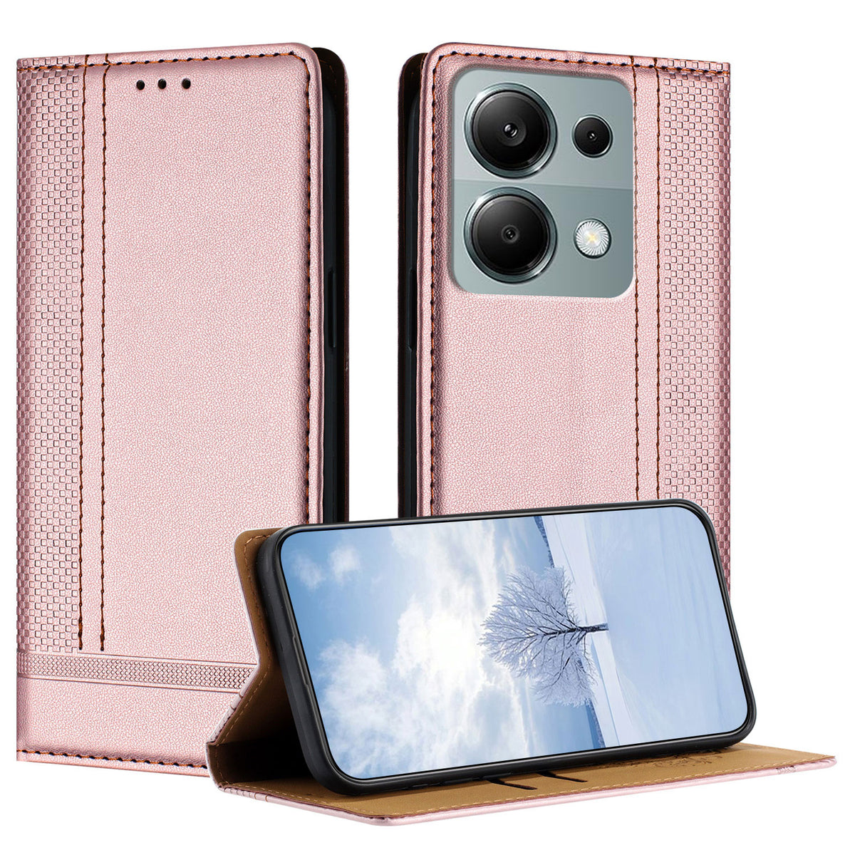 For Xiaomi Redmi 17 5G / Xiaomi Redmi 17 4G Case L-Shaped Grid Pattern Leather Stand Phone Cover with Card Slots