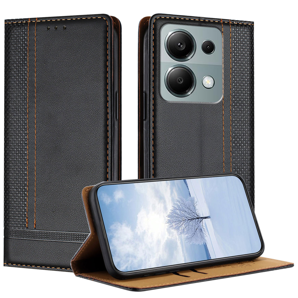 For Xiaomi Redmi 17 5G / Xiaomi Redmi 17 4G Case L-Shaped Grid Pattern Leather Stand Phone Cover with Card Slots