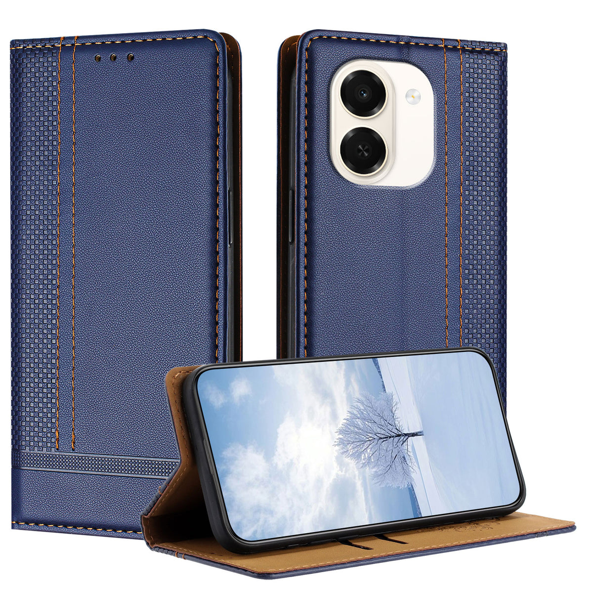 For Honor Play 80 Plus 5G / Honor X7e 4G Cover L-formet gittermønster læder stander telefoncover med kortpladser