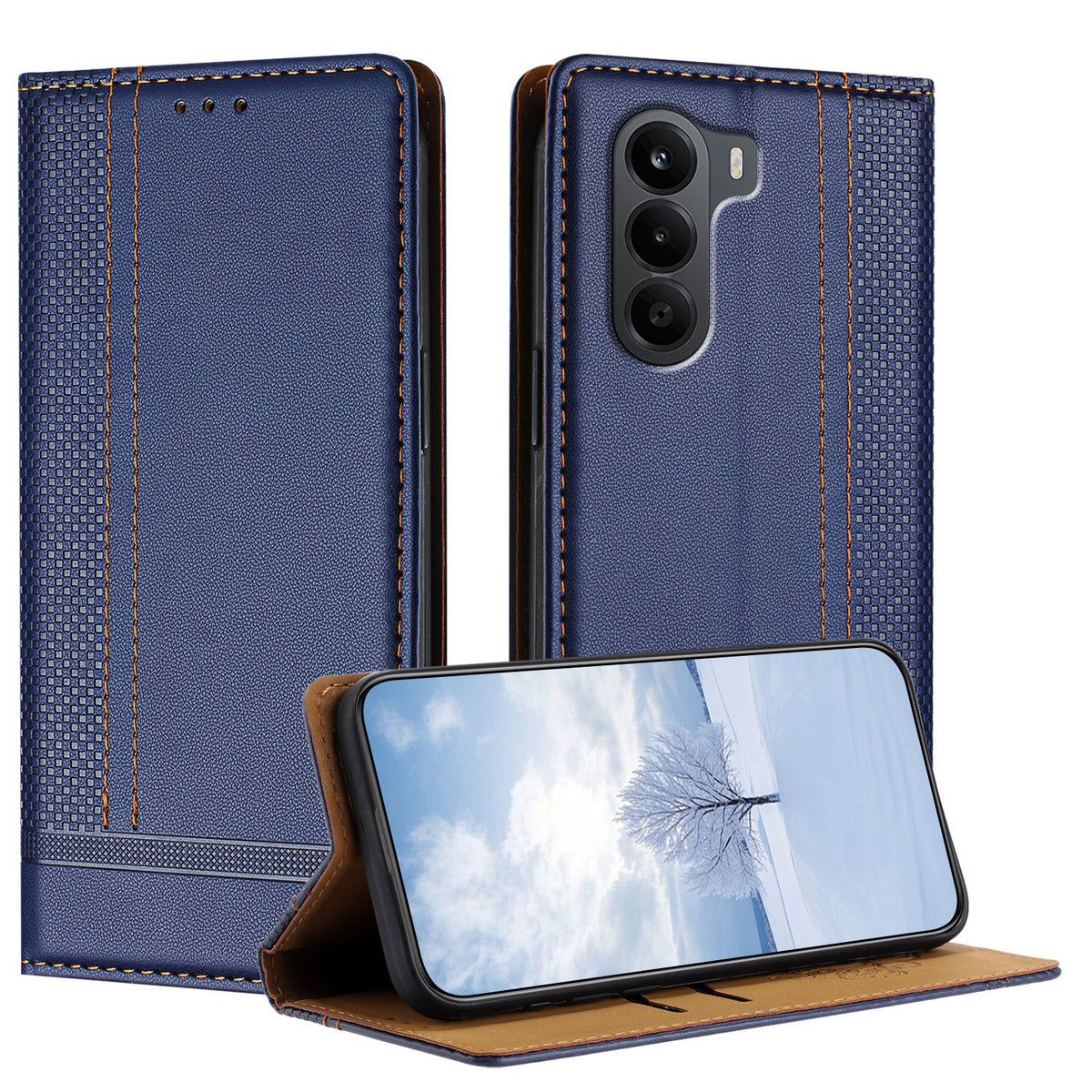 For OnePlus Turbo 6X 5G Case L-Shaped Grid Pattern Leather Stand Phone Cover with Card Slots