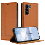For OnePlus Turbo 6X 5G Case L-Shaped Grid Pattern Leather Stand Phone Cover with Card Slots