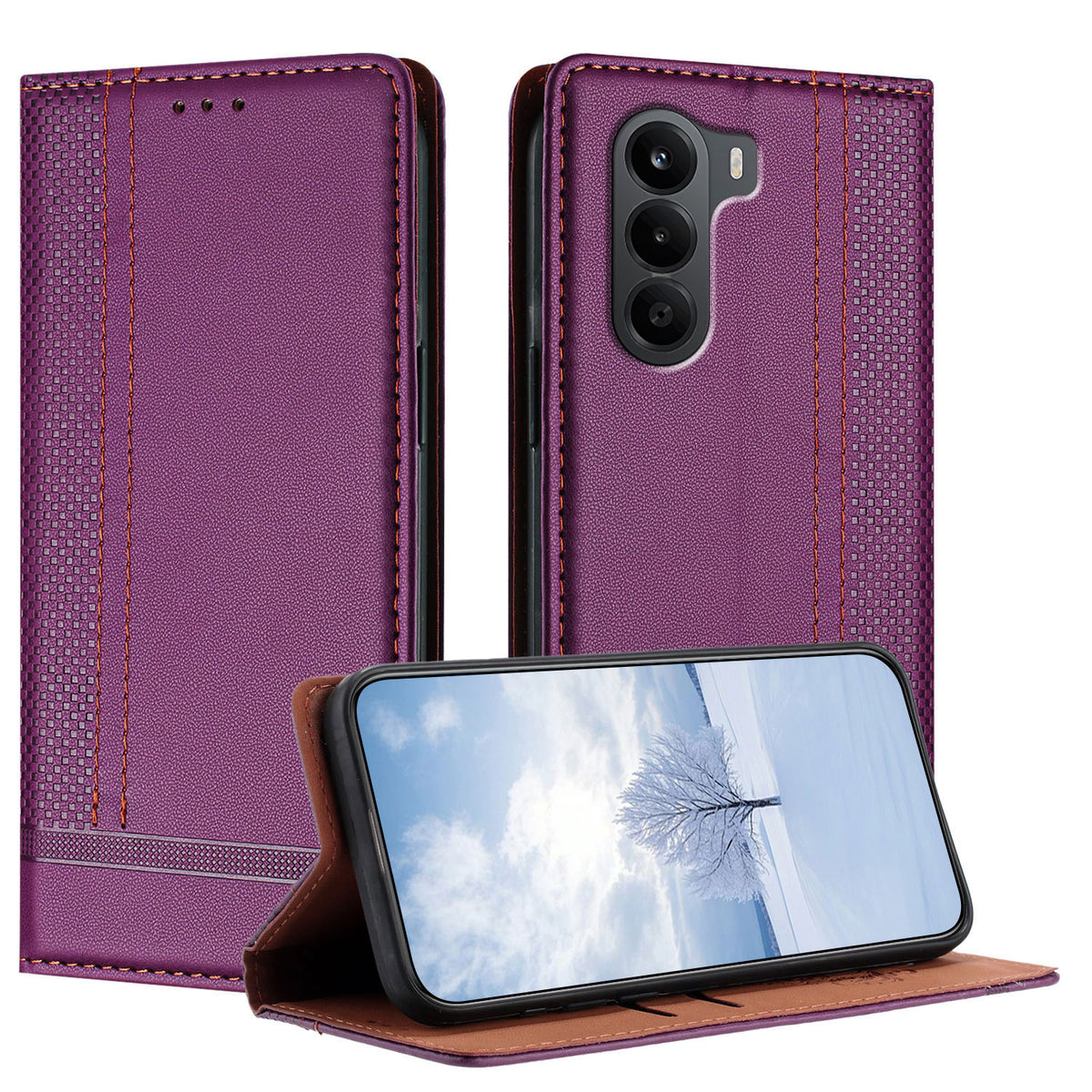 For OnePlus Turbo 6X 5G Case L-Shaped Grid Pattern Leather Stand Phone Cover with Card Slots