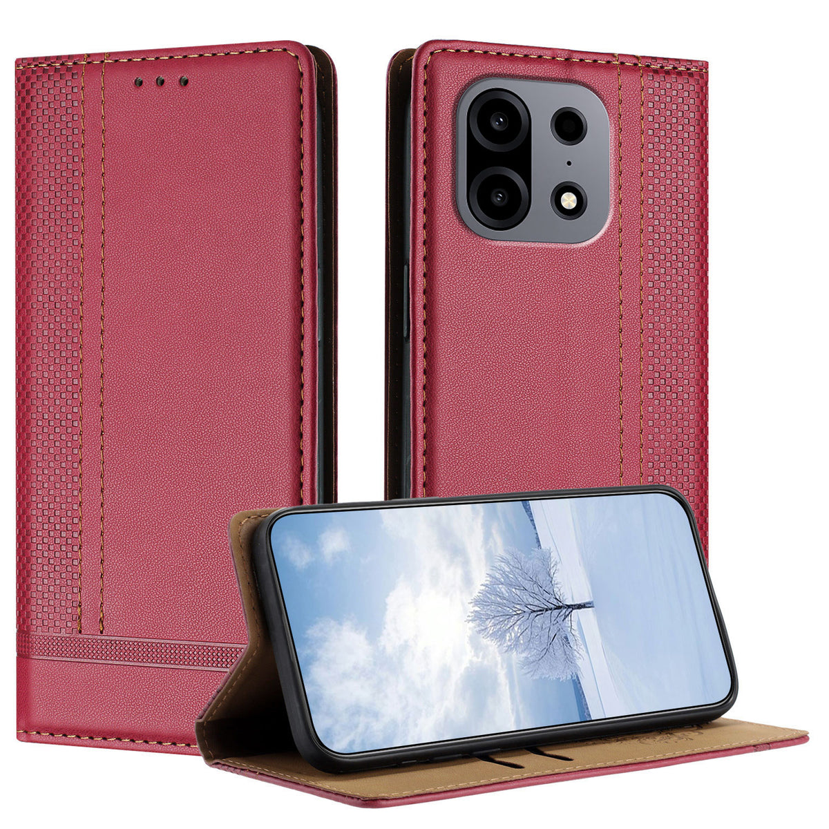 Til OnePlus Turbo 6X Pro 5G Etui L-formet gittermønster læder stander telefoncover med kortpladser