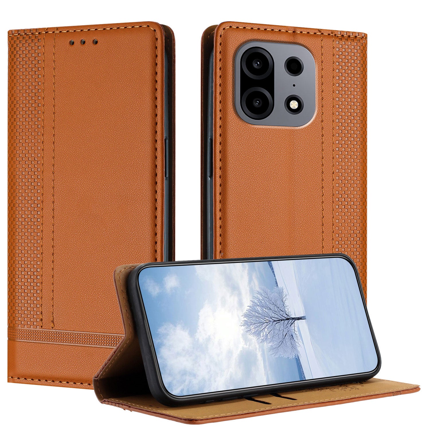 For OnePlus Turbo 6X Pro 5G Case L-Shaped Grid Pattern Leather Stand Phone Cover with Card Slots