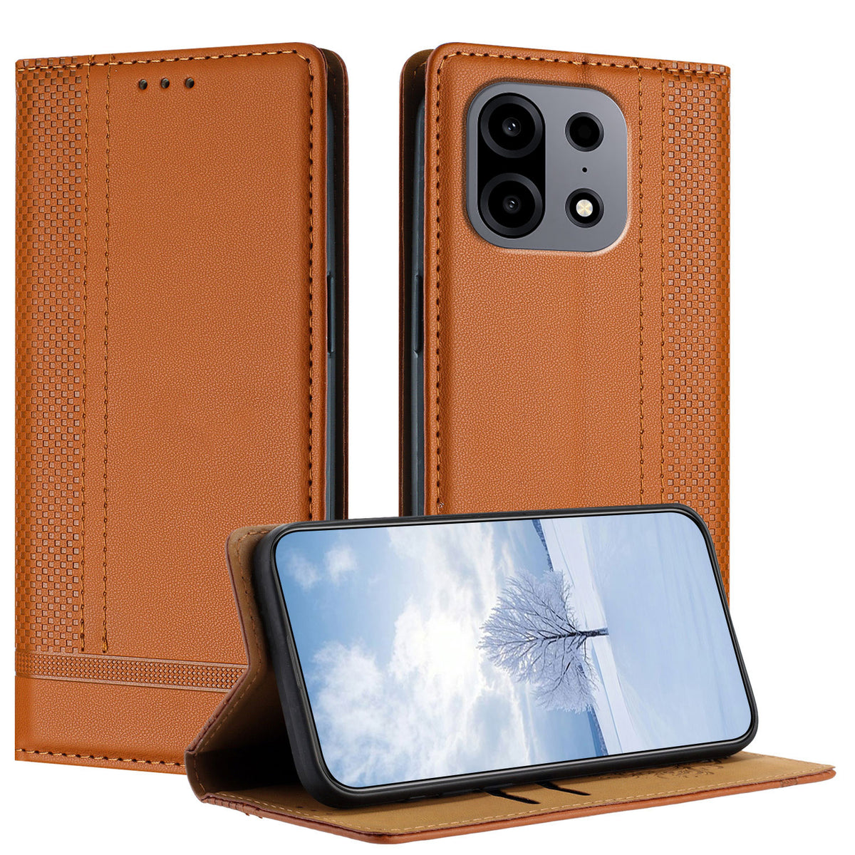 Til OnePlus Turbo 6X Pro 5G Etui L-formet gittermønster læder stander telefoncover med kortpladser