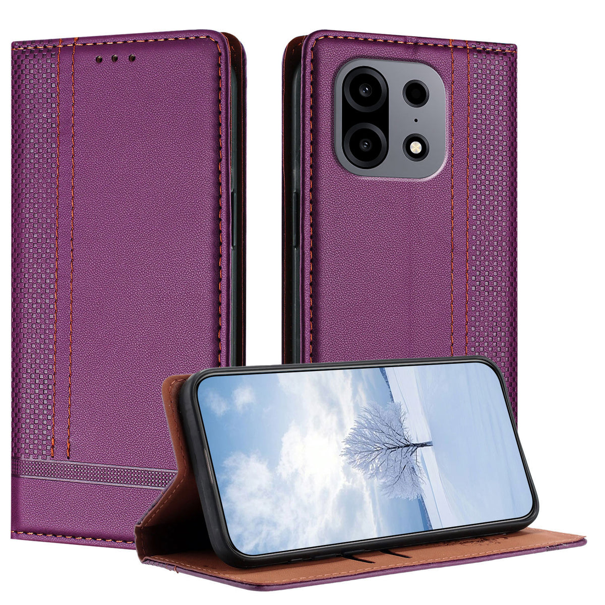 Til OnePlus Turbo 6X Pro 5G Etui L-formet gittermønster læder stander telefoncover med kortpladser