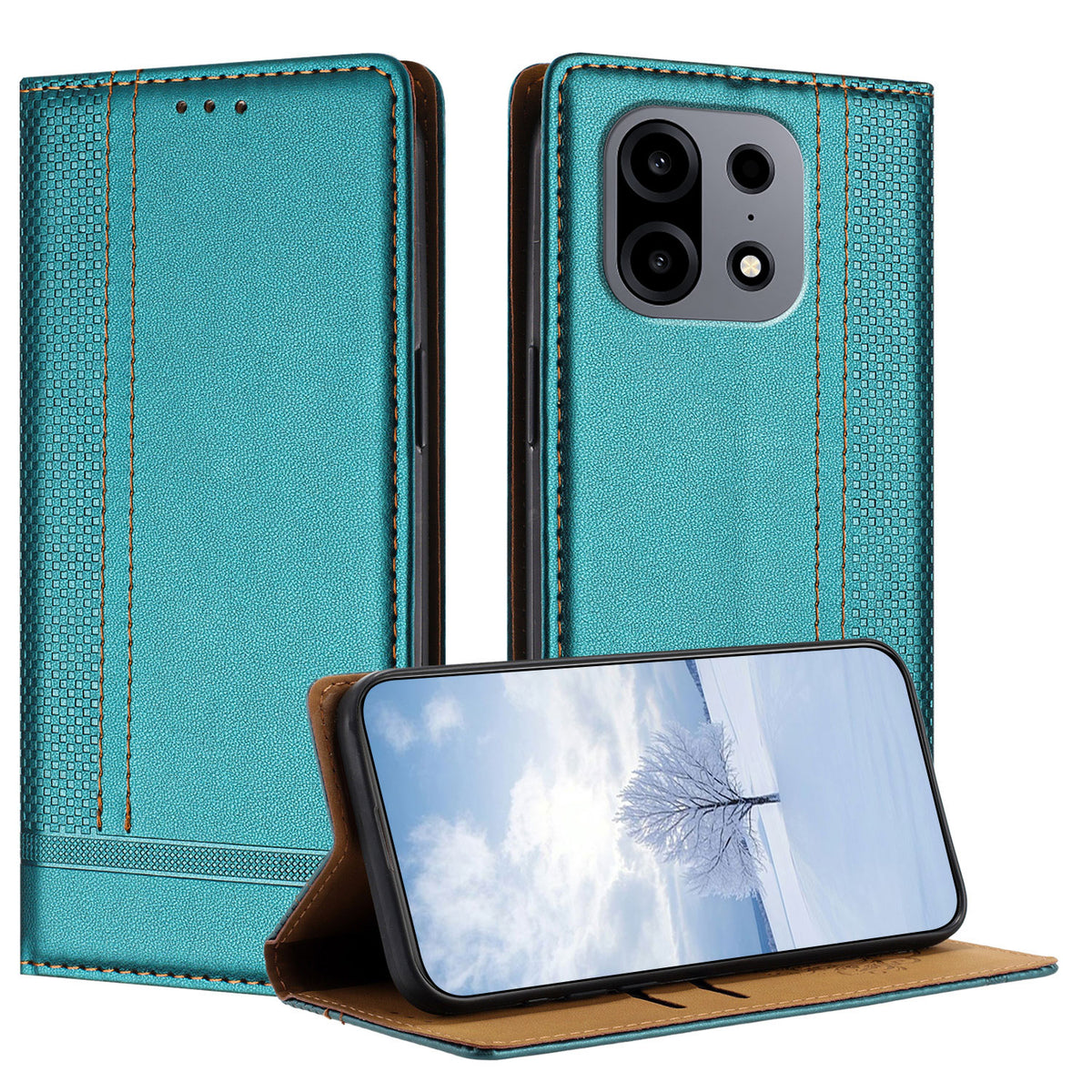 Til OnePlus Turbo 6X Pro 5G Etui L-formet gittermønster læder stander telefoncover med kortpladser
