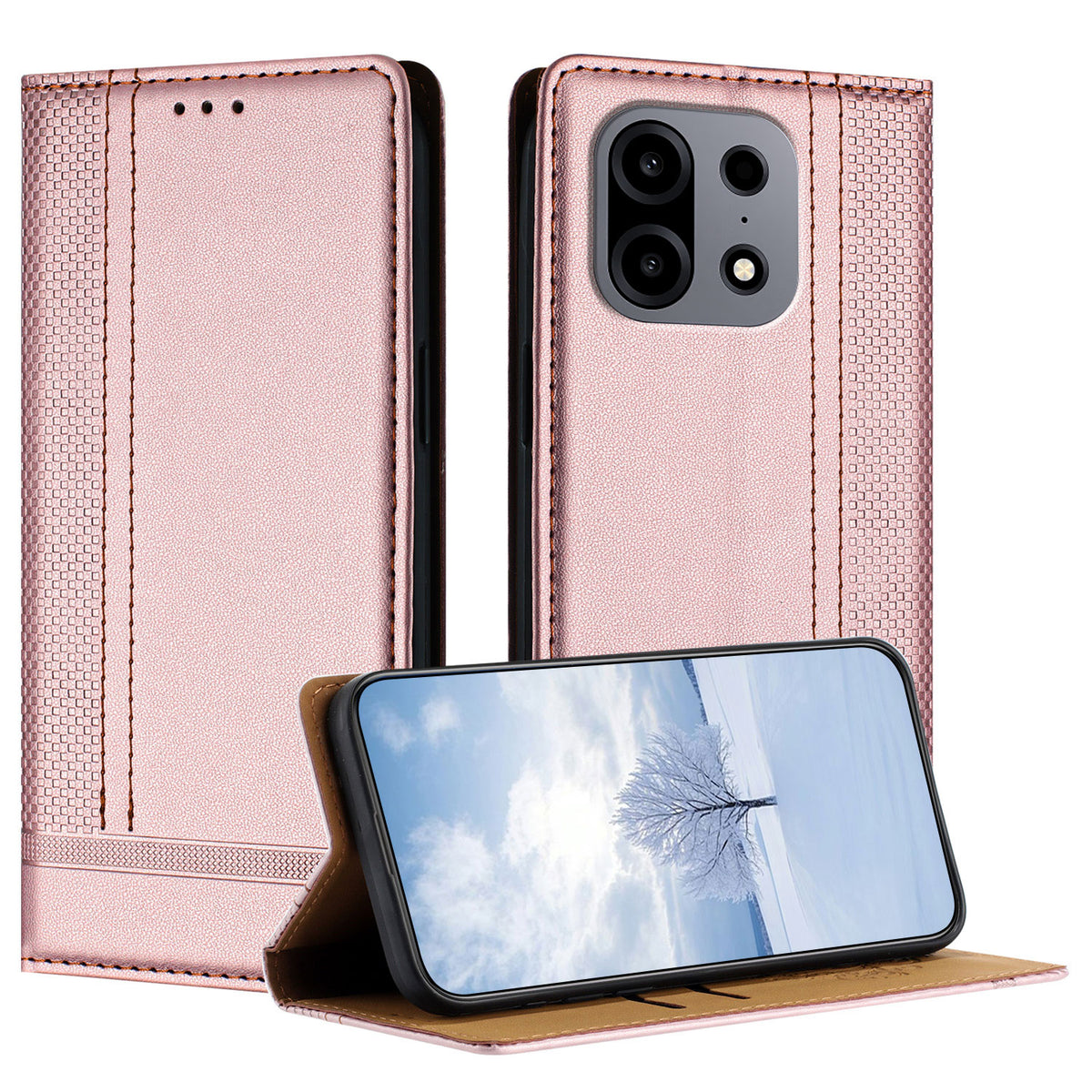 Til OnePlus Turbo 6X Pro 5G Etui L-formet gittermønster læder stander telefoncover med kortpladser