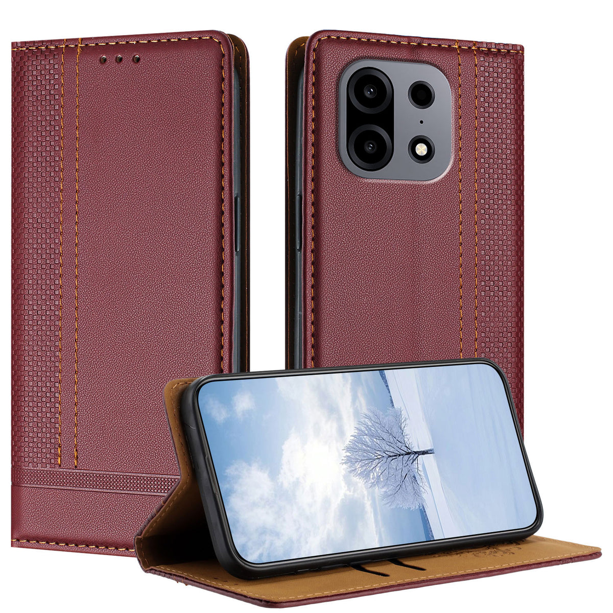 Til OnePlus Turbo 6X Pro 5G Etui L-formet gittermønster læder stander telefoncover med kortpladser
