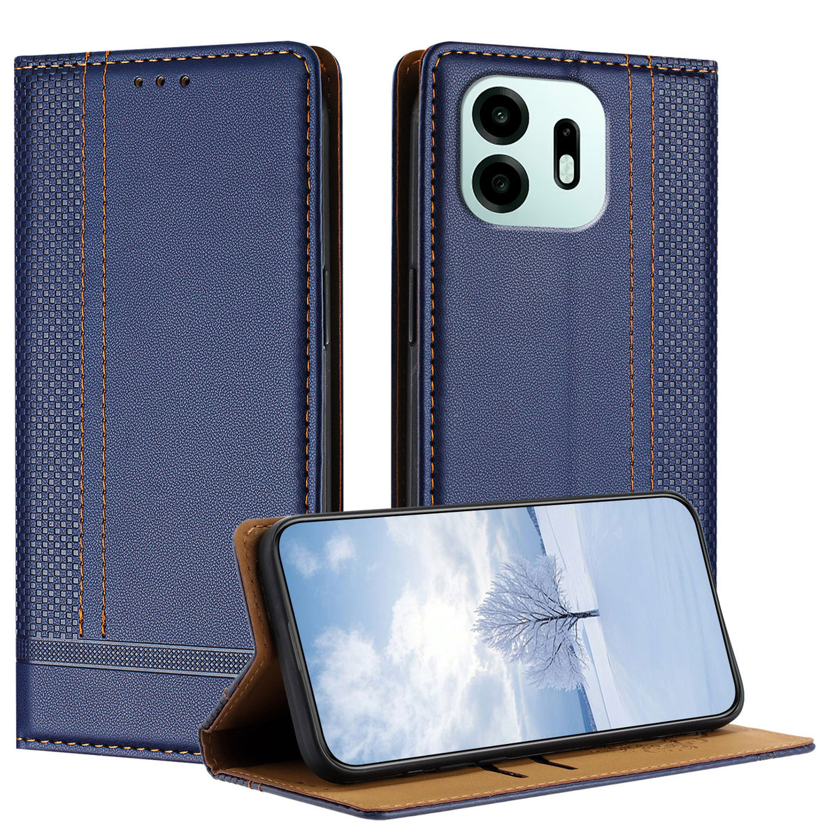 For OnePlus N6 4G Case L-Shaped Grid Pattern Leather Stand Phone Cover with Card Slots