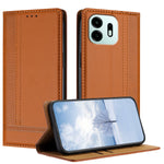 For OnePlus N6 4G Case L-Shaped Grid Pattern Leather Stand Phone Cover with Card Slots