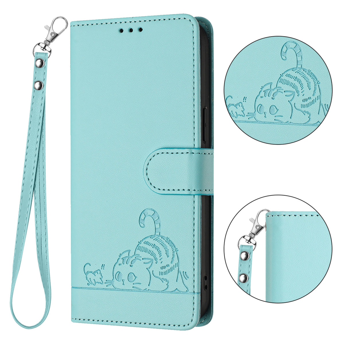 For Xiaomi Redmi A7 Pro 4G (171.56mm) / Xiaomi Redmi A7 Pro 5G / Xiaomi Poco C85x 5G / Xiaomi Poco C81 4G Case with Strap RFID Blocking Leather Wallet Phone Cover Cat Mouse Pattern
