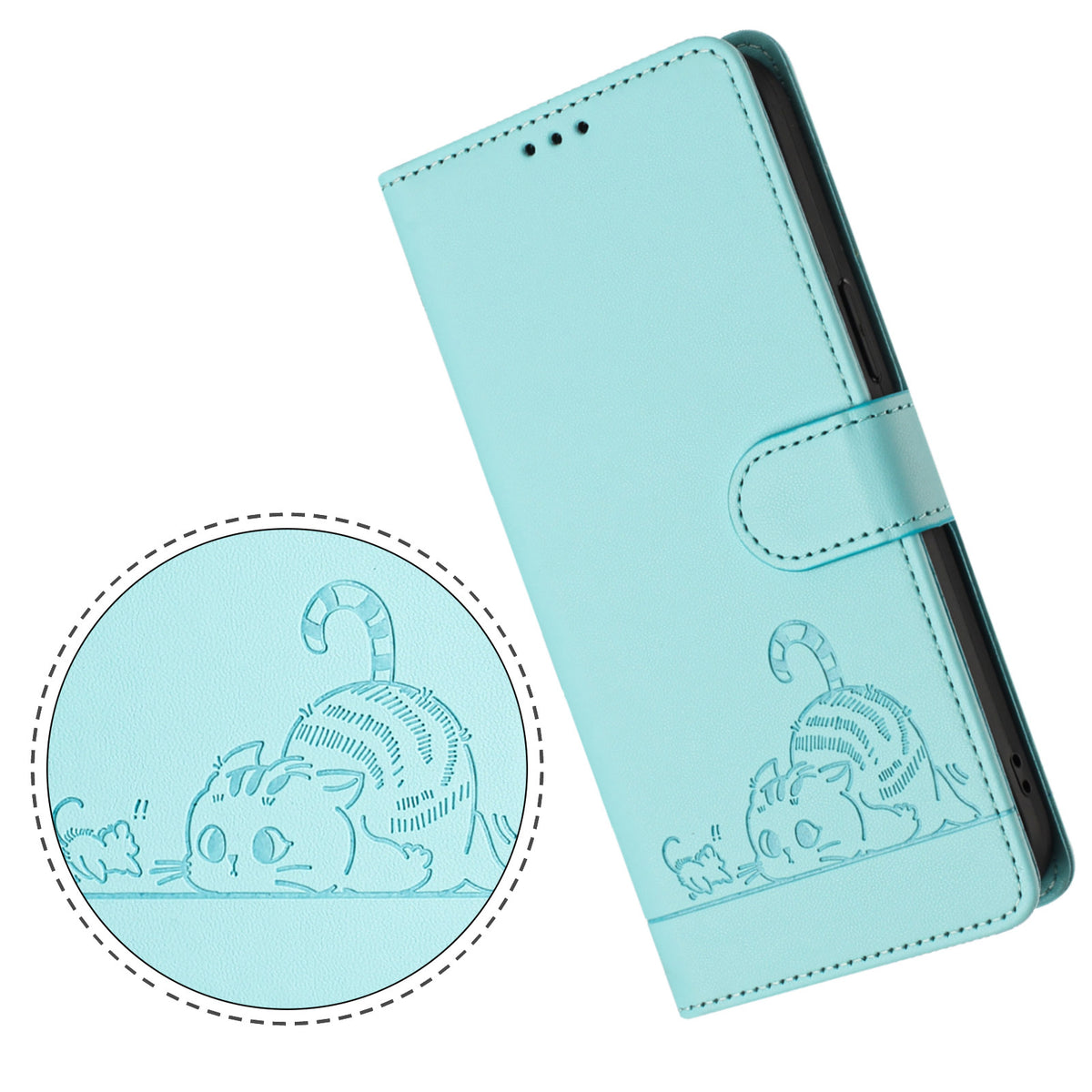 For Xiaomi Redmi A7 Pro 4G (171.56mm) / Xiaomi Redmi A7 Pro 5G / Xiaomi Poco C85x 5G / Xiaomi Poco C81 4G Case with Strap RFID Blocking Leather Wallet Phone Cover Cat Mouse Pattern