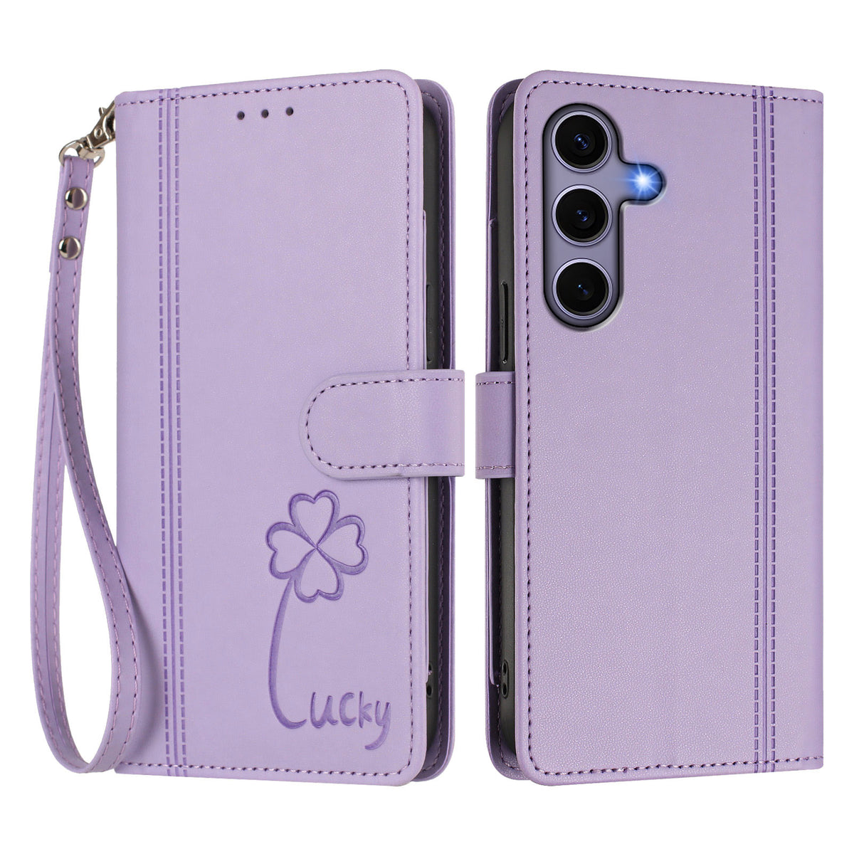 Til Samsung Galaxy S24 / Galaxy S25 Pung Etui 9 Kortlommer Firkløver Prægning Læder Telefoncover med Håndrem