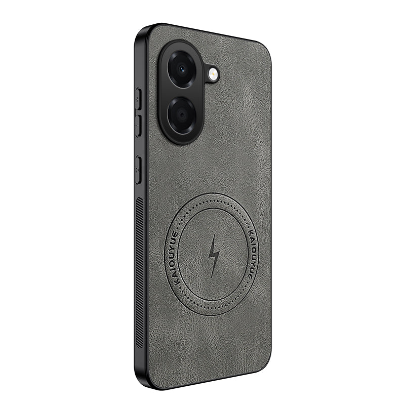 WANLONFENG for Honor X7e 4G SD1 Series Magnetic Case Nappa Texture PC TPU Phone Cover