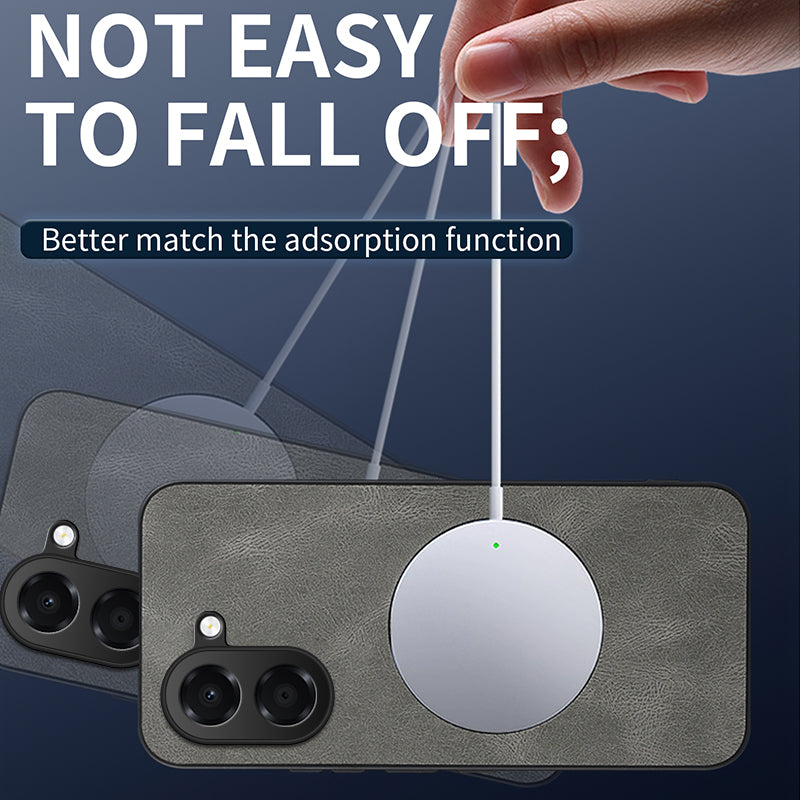 WANLONFENG for Honor X7e 4G SD1 Series Magnetic Case Nappa Texture PC TPU Phone Cover