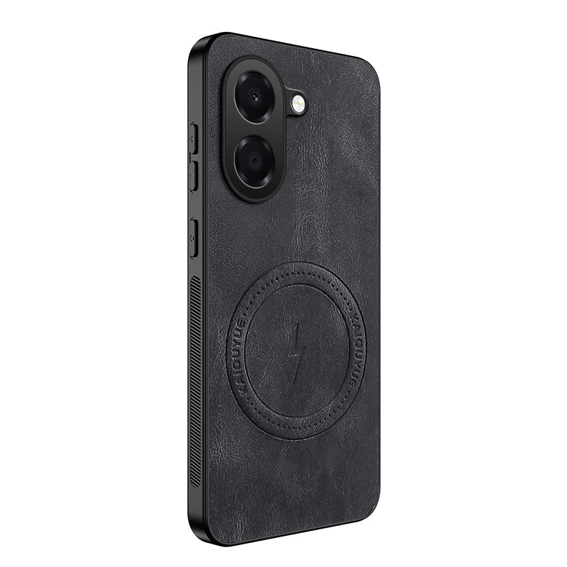 WANLONFENG for Honor X7e 4G SD1 Series Magnetic Case Nappa Texture PC TPU Phone Cover