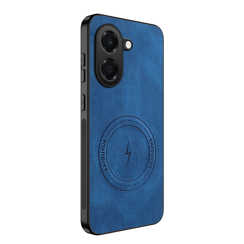 WANLONFENG for Honor X7e 4G SD1 Series Magnetic Case Nappa Texture PC TPU Phone Cover