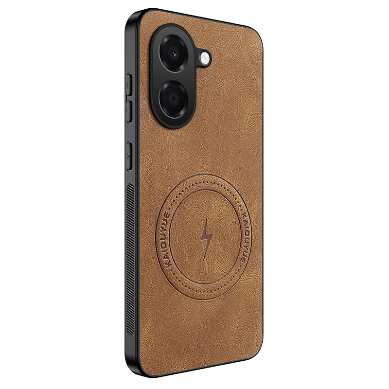 WANLONFENG for Honor X7e 4G SD1 Series Magnetic Case Nappa Texture PC TPU Phone Cover