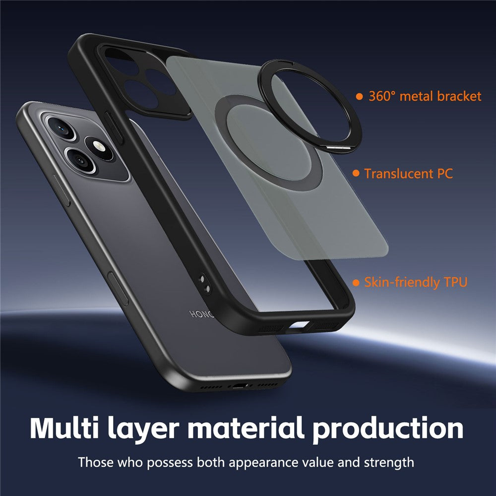 For Honor X8d 4G Case Rotating Magnetic Kickstand Frosted Matte PC + TPU Shockproof Cover