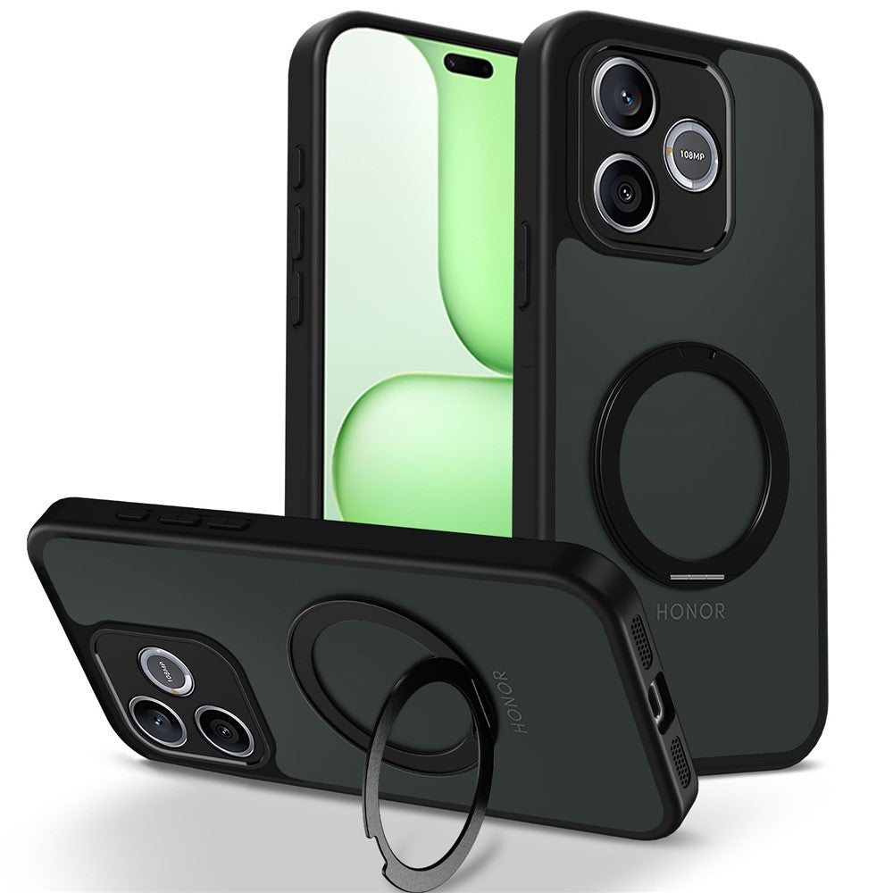 For Honor 400 Lite 5G Case Rotating Magnetic Kickstand Frosted Matte PC + TPU Shockproof Cover