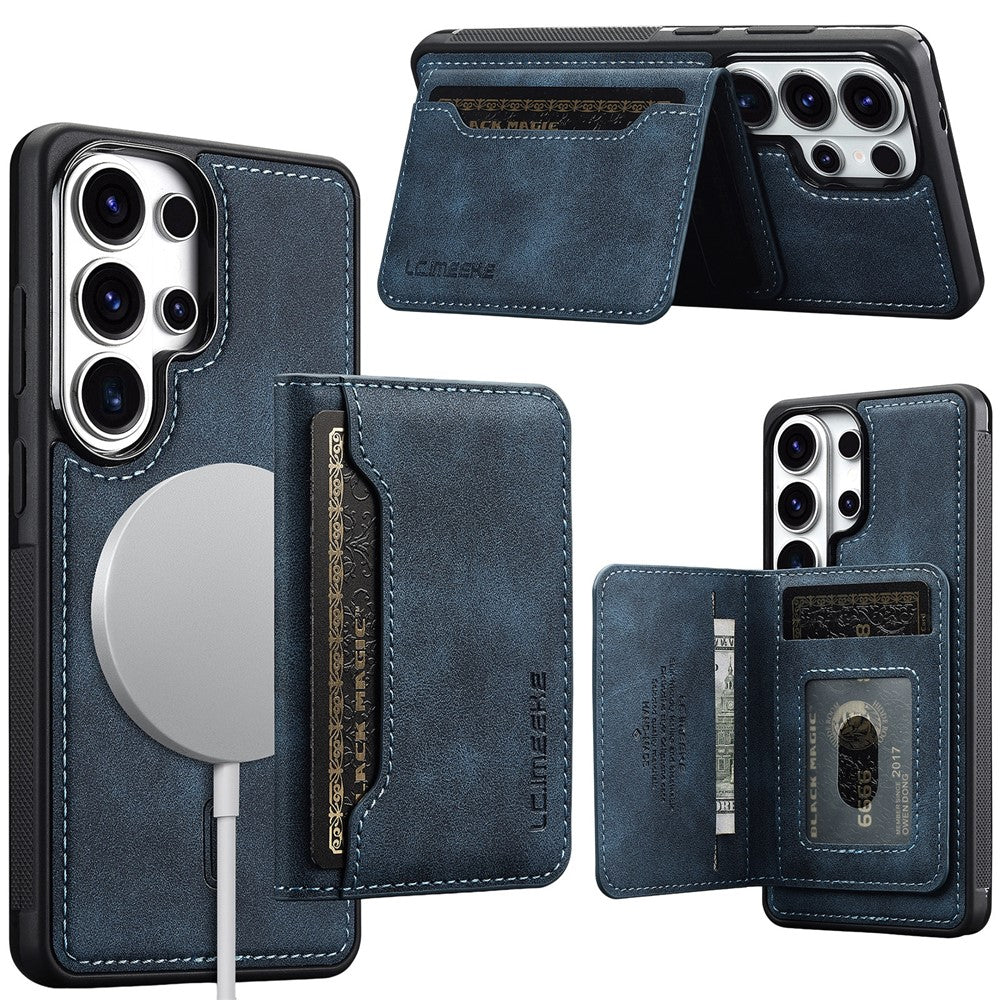 LC.IMEEKE L7 Series for Samsung Galaxy S25 Ultra Magnetic Case Leather + TPU Phone Cover with Detachable Card Holder