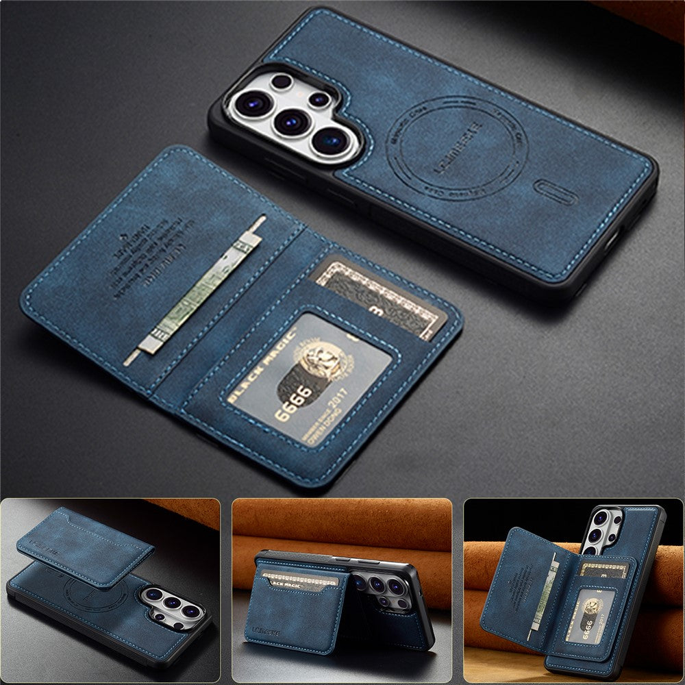 LC.IMEEKE L7 Series for Samsung Galaxy S25 Ultra Magnetic Case Leather + TPU Phone Cover with Detachable Card Holder
