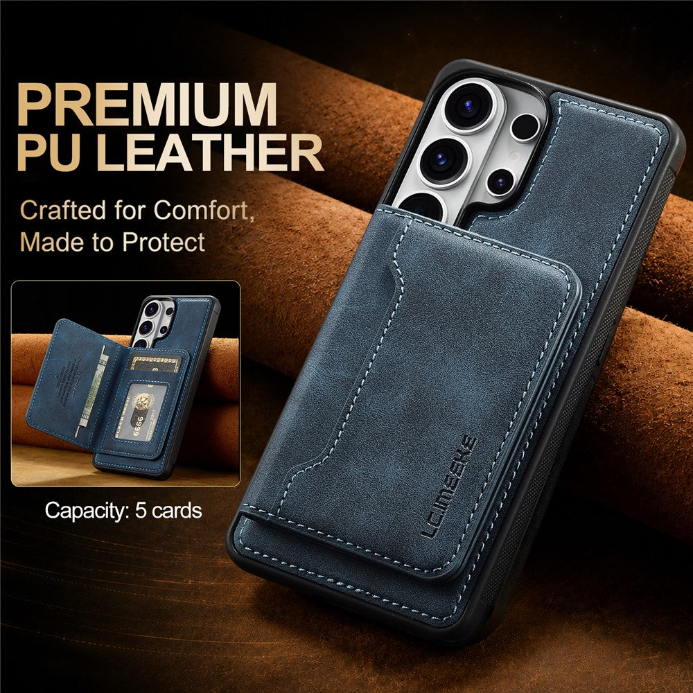 LC.IMEEKE L7 Series for Samsung Galaxy S25 Ultra Magnetic Case Leather + TPU Phone Cover with Detachable Card Holder