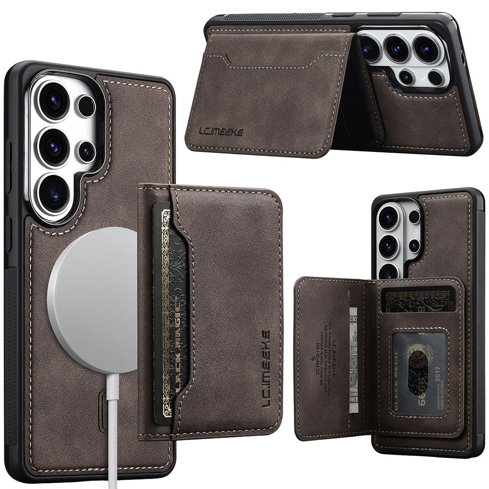 LC.IMEEKE L7 Series for Samsung Galaxy S25 Ultra Magnetic Case Leather + TPU Phone Cover with Detachable Card Holder