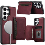 LC.IMEEKE L7 Series for Samsung Galaxy S25 Ultra Magnetic Case Leather + TPU Phone Cover with Detachable Card Holder