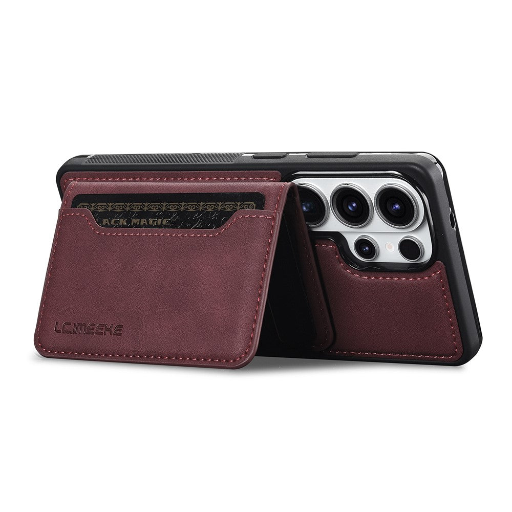 LC.IMEEKE L7 Series for Samsung Galaxy S22 Ultra 5G Magnetic Case Leather + TPU Phone Cover with Detachable Card Holder