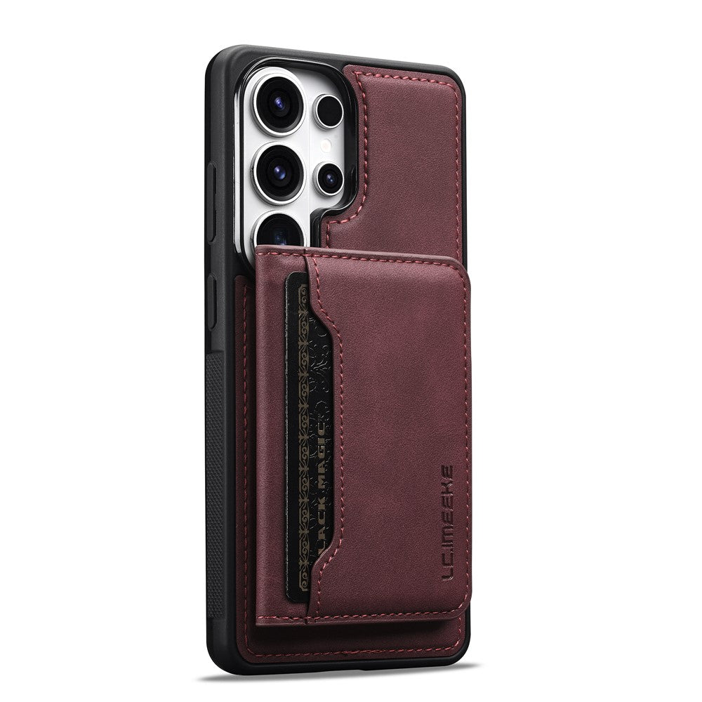 LC.IMEEKE L7 Series for Samsung Galaxy S22 Ultra 5G Magnetic Case Leather + TPU Phone Cover with Detachable Card Holder