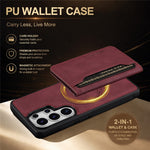 LC.IMEEKE L7 Series for Samsung Galaxy S22 Ultra 5G Magnetic Case Leather + TPU Phone Cover with Detachable Card Holder